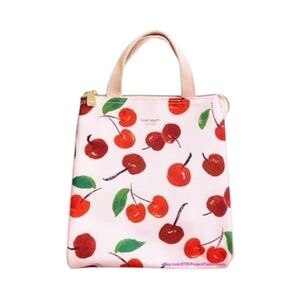 NWT Kate Spade New York Insulated Lunch Bag Tote Pink with Red Cherries